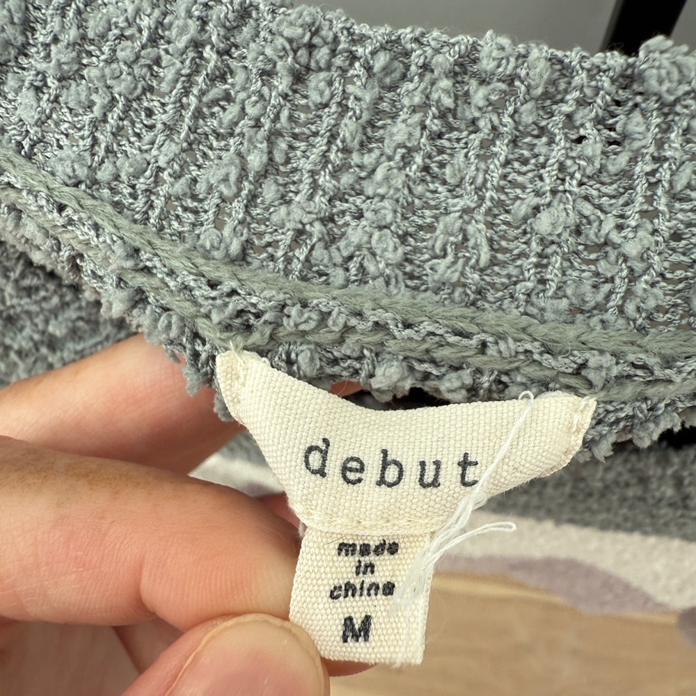 Debut Colorblock Knit Pullover Sweater Gray Cream Mauve Cozy Casual Fall Size M - Picture 5 of 6